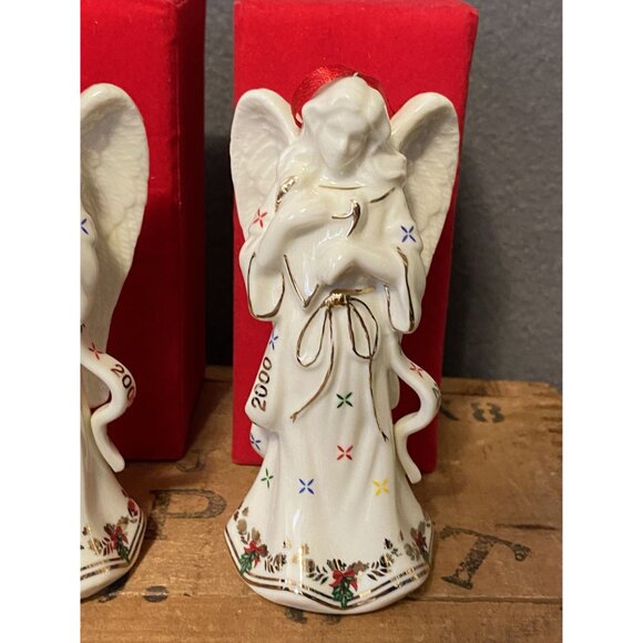 2 (Pair) Lenox 2000 Porcelain Angel Figurines Ornaments Red Gift Boxes NIB - Picture 3 of 11